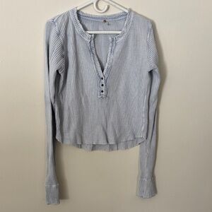Free People Light Blue Long Sleeve Henley